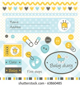 scrapbook baby boy design elements 
greeting card, invitation, scrapbook
