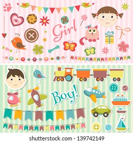 Scrapbook baby boy and girl set