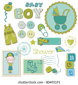 Scrapbook Baby shower Boy Set - design elements