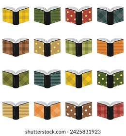 Scrapbook books set collection on white background art decor design 