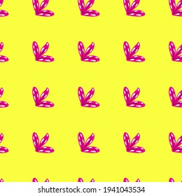 Scrapbook botanic seamless pattern with green colored simple leaf print. Bright yellow background. Perfect for fabric design, textile print, wrapping, cover. Vector illustration.