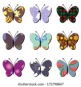 scrapbook butterflies on white background