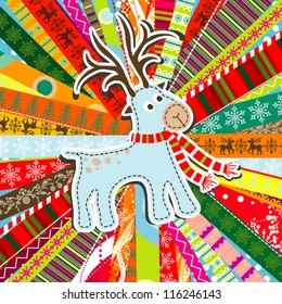 Scrapbook christmas patterns greeting card for design, vector illustration
