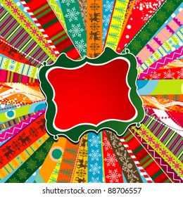Scrapbook christmas patterns greeting card for design, vector illustration