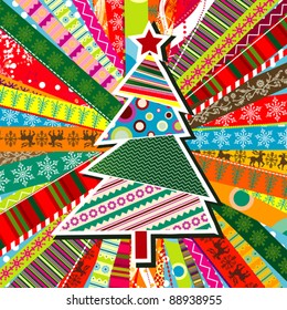 Scrapbook christmas patterns greeting card for design, vector illustration