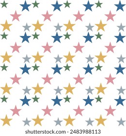 Scrapbook Cute prints background,Seamless multi colour star for dress, scarf, skirt, picnic tablecloth, other fabric design.