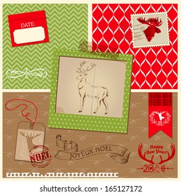 Scrapbook Design Element - Christmas Reindeer Set - frames, tags, labels, silhouettes - in vector