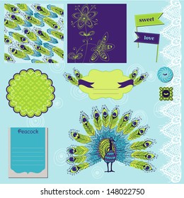 Scrapbook Design Element - Peacock Theme - in vector