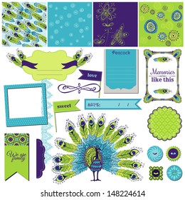 Scrapbook Design Element - Peacock Theme - in vector