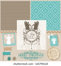 Scrapbook Design Element - Vintage Christmas Angel Set - in vector