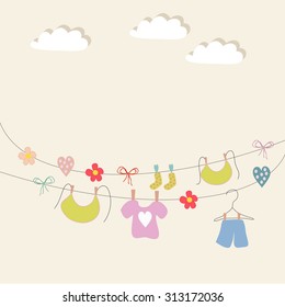 Scrapbook design elements Baby arrival card - Baby shower design elements