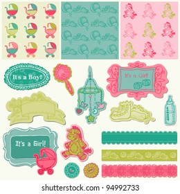 Scrapbook Design Elements - Baby Arrival Set in vector