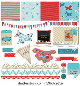 Scrapbook Design Elements. Baby Boy Plane in vector