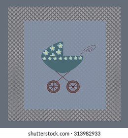 Scrapbook design elements. Baby boy announcement card. Baby shower design elements.