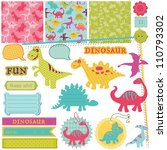 Scrapbook Design Elements - Baby Dinosaur Set - in vector