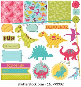 Scrapbook Design Elements - Baby Dinosaur Set - in vector