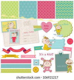 Elementos de diseño de cuadernillo - Set de ducha para niñas - en vector