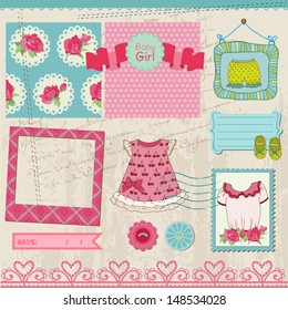 Scrapbook Design Elements - Baby Girl Set - in vector