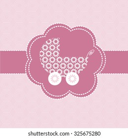 Scrapbook design elements. Baby girl announcement card. Baby shower design elements.