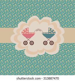 Scrapbook design elements for Baby twins arrival card. Baby shower design elements 