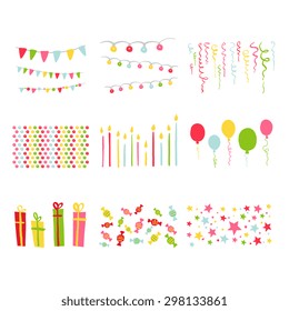 Scrapbook Design Elements Birthday Party Set in vector 