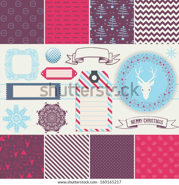 Scrapbook Design Elements Christmas Decorations Frames Stock