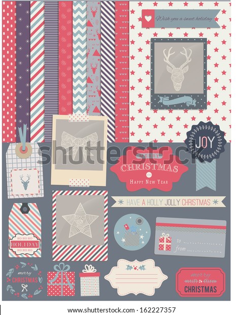 Scrapbook Design Elements Christmas Decorations Frames Stock