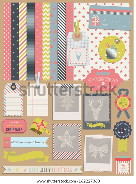 Scrapbook Design Elements Christmas Decorations Frames Stock