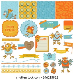 Scrapbook Design Elements - Cute Birds - in vector