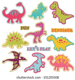 Scrapbook Design Elements - cute Dinosaur Set - in vector