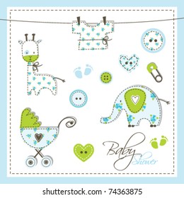 scrapbook design elements
Cute Unique baby boy shower drawings
for baby shower invitation, card, scrapbook, album