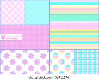 Scrapbook Design Elements: easter and spring set with seamless patterns and label