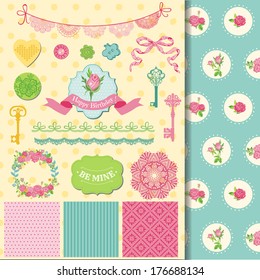Scrapbook Design Elements - Floral Shabby Chic Theme - in vector