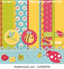 Scrapbook Design Elements -Funny Baby Bugs - in vector