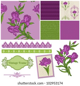 Scrapbook Design Elements - Iris Flowers in vector