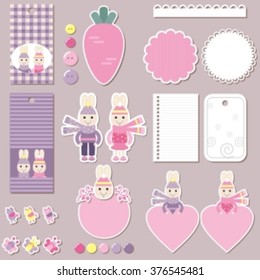 scrapbook design elements for kids: labels, buttons, tags, stickers