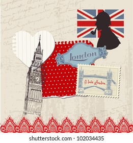 Scrapbook Design Elements - London Vintage Set - in vector