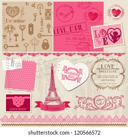 Scrapbook Design Elements - Love Set - for cards, invitation, greetings in vector