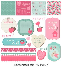 Scrapbook Design Elements - Love Set - for cards, invitation, greetings in vector