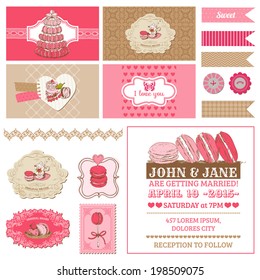 Scrapbook Design Elements - Macaroons and Dessert Collection - in vector