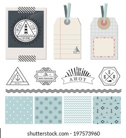 Scrapbook Design Elements - Nautical Sea Theme - for scrapbook and design in vector