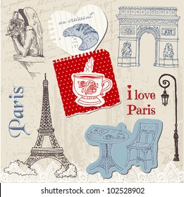 Scrapbook Design Elements - Paris Vintage Set - in vector