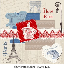 Scrapbook Design Elements - Paris Vintage Set - in vector