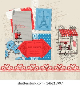 Scrapbook Design Elements - Paris Vintage Set - in vector