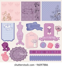 Elementos de diseño de cuaderno de caracteres - Juego de moda retro en vector