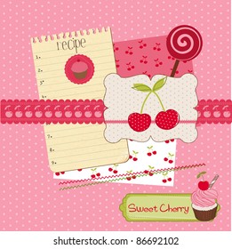 Scrapbook design elements - Sweet Cherry and Desserts in vector