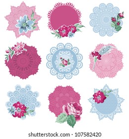 Scrapbook Design Elements - Tags with Flowers - in vector
