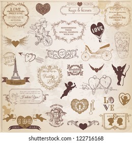 Scrapbook Design Elements - Valentine's Day Love Set - for wedding, invitation, scrap - in vector