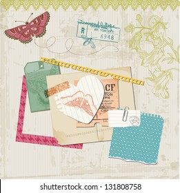 Scrapbook Design Elements - Vintage Butteflies and Flowers - in vector