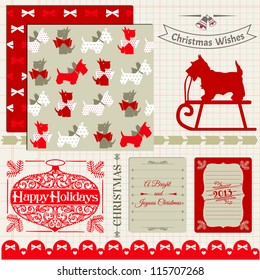 Scrapbook Design Elements - Vintage Christmas Dog - in vector